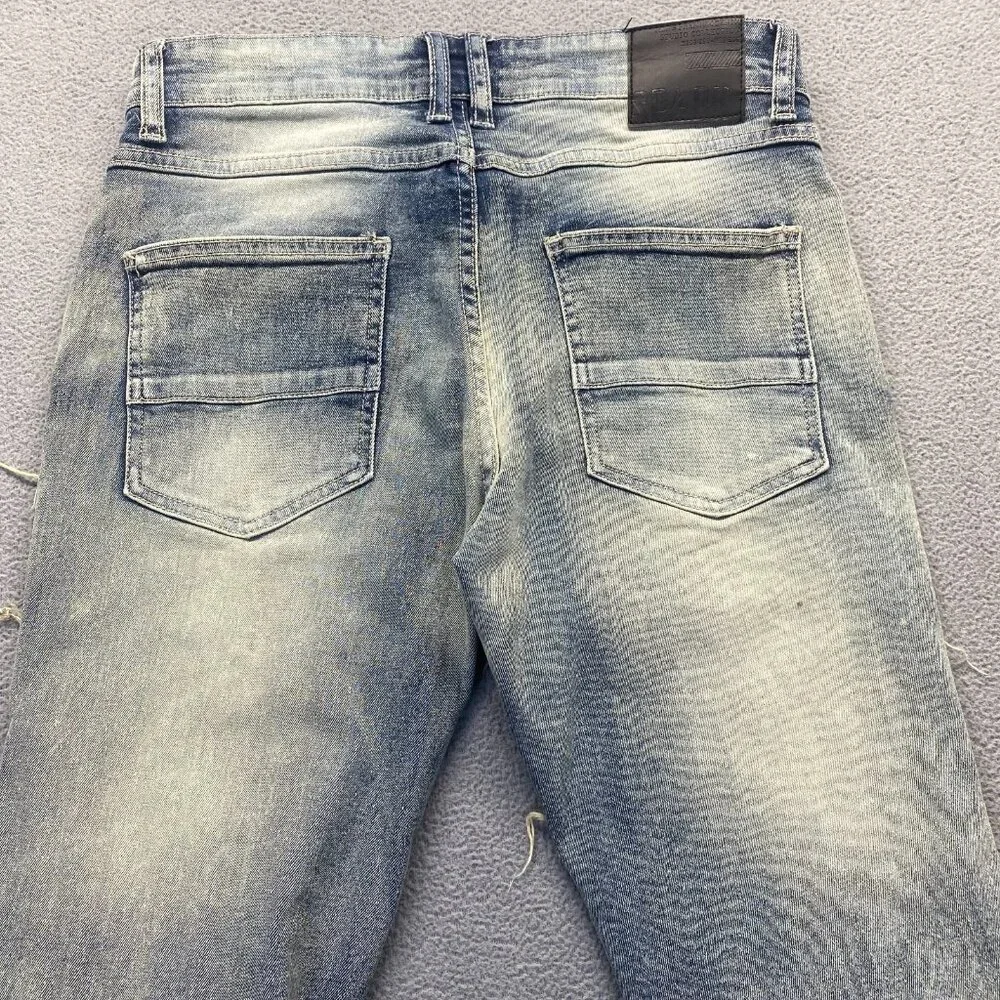 SPARK PREMIUM 29X38 Stretch Ripped Distressed Flare‎ Fit Stacked Denim Jeans